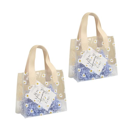 [Sexysu]プールバッグ透明スパバッグひなぎく温泉バッグ20*10*18cm2個入り可愛いビニールバッグトート..