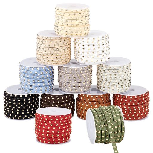 PHPandaHall12ロール12色長5m幅5mm厚さ2.5mmフェイクスエードコードジュエリーフェイクレザーリボンフ..