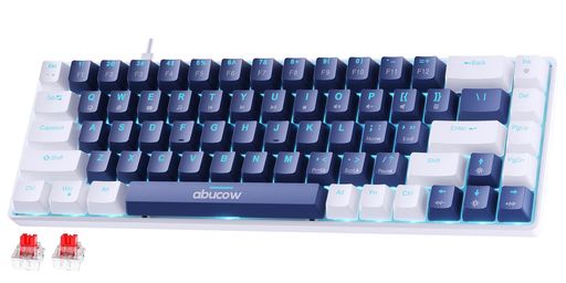 ABUCOW68キーのメカニカルゲーミングキーボード、ブルーバックライトとダークブルーの白いキーキャップ付き-レッドスイッチを使用して、PCおよびMACでのプレミアムなタイピングおよびゲ… ABUCOW68キーのメカニカルゲーミングキーボード、ブルーバックライトとダークブルーの白いキーキャップ付き-レッドスイッチを使用して、PCおよびMACでのプレミアムなタイピングおよびゲ…