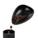 WATCHGETコーヒー豆カップセラミックコーヒー豆計量カップ陶器計量トレイコーヒー粉受け容器黒