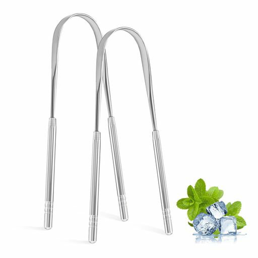 舌スクレーパー大人用金属製舌スクレーパーステンレススチール舌クリーナー舌ブラシ口臭と新鮮な息を和..