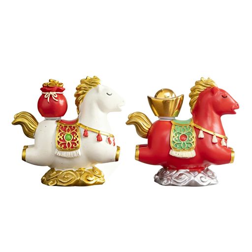 koundeneko2026年干支置物紅白の馬2点セット中国春節旧正月装飾新年正月飾り金運運気アップ厄除け招福..