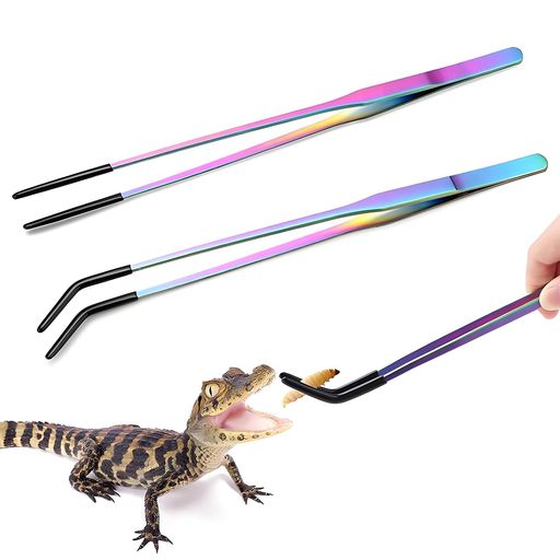 BaraRose爬虫類ピンセットピンセット長い10.6インチゴムチップ付きステンレススチール爬虫類給餌トング..