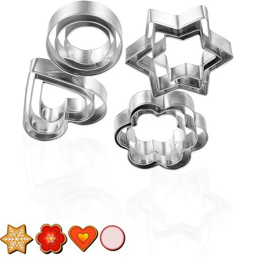 LUYINGクッキー型(丸+ハート+星+花)大中小12個セットステンレス抜き型クッキーカッター丸ハート星花ビスケット抜き型大中小お菓子作り製菓道具手作りDIYクリスマス菓子作り誕生日バレン…