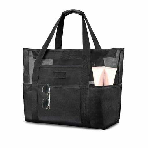 [CHANGJIQ]ビーチバッグ大容量メッシュプールトートバッグ軽量防水手提げ折り畳み可能スイミング着替え..