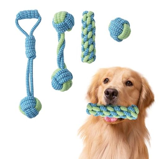 JOPOY4パックの子犬用ロープおもちゃ犬ロープおもちゃ犬おもちゃ犬用玩具噛むおもちゃペット用コットン..
