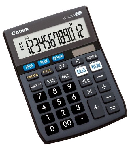 キャノン電卓12桁ミニ卓上サイズ時間計算商売計算機能LS-122TSGグレー