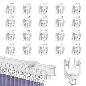 yowodanaカーテンランナー【20個】カーテンレールランナーカーテントラックローラーカーテンレールプーリー径13mmプラスチック製軽量型静音取付簡単レール部品C型対応直角長方形台形の角…