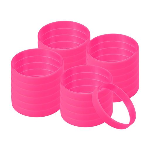 PATIKILシリコーンブレスレット24個入りカラフルなゴム製リストバンド大人用ティーンスポーツチームゲーム用伸ばしスポーツバンドローズ