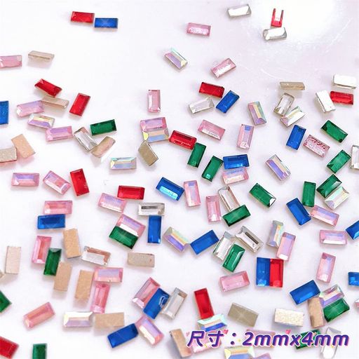 DUOLEIMIネイルラインストーン100pcsハートネイルストーン方形ガラスストーンネイルアートパーツ3D立体..