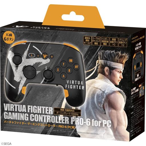 『バーチャファイター』デザインのPC用ゲームコントローラー 天面6ボタン、2.4GHzレシーバーによる無線接続とUSB有線接続に対応しています。また、Nintendo Switch2、Switchでも使用できます。 無線・有線接続ともにポーリングレート1000Hz(1秒間に1000回のデータ送信)の低遅延仕様 アナログスティックには高精度かつドリフト現象が発生しにくい「ホールエフェクトセンサー」を採用 対応機種:PC (Windows10/11)、Switch2、Switch、SteamOS