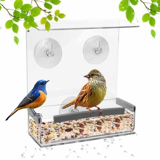 Emoiバードフィーダー吸盤窓バードフィーダー屋外吊り下げ透明アクリル野鳥の餌台スタンドおしゃれ可愛..