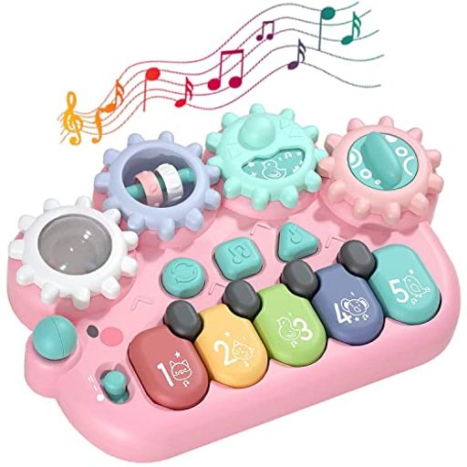 KaeKid多機能ピアノおもちゃハリネズミキッズキーボードおもちゃ赤ちゃん楽器音と光5種類動物音13曲子供おもちゃ知育玩具早期開発指先訓練聴覚発達色認知動物認知1歳2歳おもちゃ男の子…