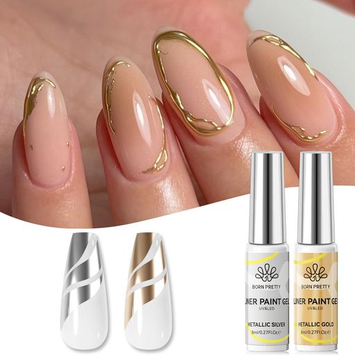 BORNPRETTYジェルネイルカラー線画用ジェルネイルライナーカラージェル8ml2本ネイルアート用ジェルペイントジェルライナーネイルアート自然な爪付け爪UV/LED対応初心者&プロ適用ポリッシュ… BORNPRETTYジェルネイルカラー線画用ジェルネイルライナーカラージェル8ml2本ネイルアート用ジェルペイントジェルライナーネイルアート自然な爪付け爪UV/LED対応初心者&プロ適用ポリッシュ…