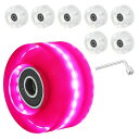 PATIKILローラースケートホイールセット8個58mm82Aライトアップスケートボードクルーザーホイールセットベアリングトラックツールキット付き屋外ダブルロースケート用ピンク