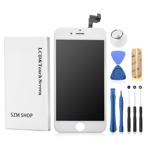 SZMiPhone6S液晶パネル修理交換用フロントパネルセットフロントパネル(スピーカー+フロントカメラ付き)工具付属ホームボタン無し(6S白)