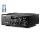 Moukeyパワーアンプシステムマイクミキサー220WBluetooth対応デュアルチャンネルサウンドオーディオステレオレシーバーモニタリング/USB、SD、AUX、MIC
