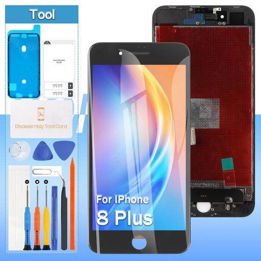 液晶パネルForiPhone8PlusA1864A1897A1898A1899画面交換修理用タッチパネルセット5.5インチ3Dタッチ付き修理工具には画面保護フィルムが付属しています+保護フィルム+防水シール付き(ブラック)(2)