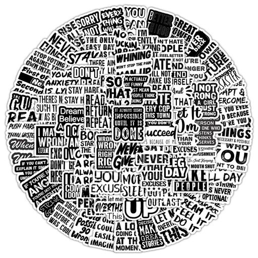 クールな黒のインスピレーションステッカー100枚、ウォーターボトル、ノートパソコン、DIYデコレーショ..