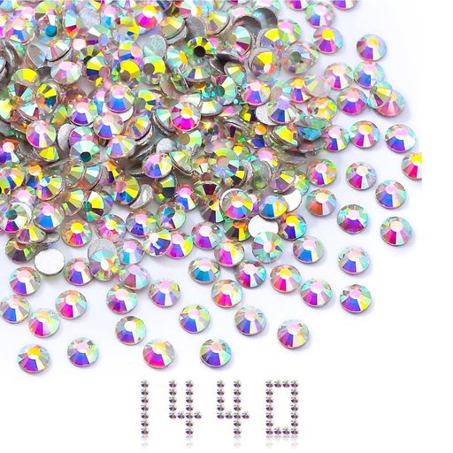 aninakoネイルラインストーンネイルアートパーツラインストーン1440個ラウンド樹脂クリスタルキラキラ..