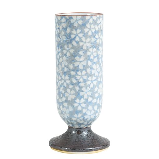 サンメニー 仏壇 仏具 花瓶 単品 有田焼 花立 具足 インテリアに馴染む おしゃれ お 花 立て 造花 フラワー 現代仏壇 お仏壇 仏具小物 彩花 桜小紋ブルー お花立て お供え フラワースタン…