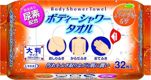 ボディーシャワータオル 大判厚手シート 32枚入(防災・介護・キャンプ・アウトドア...