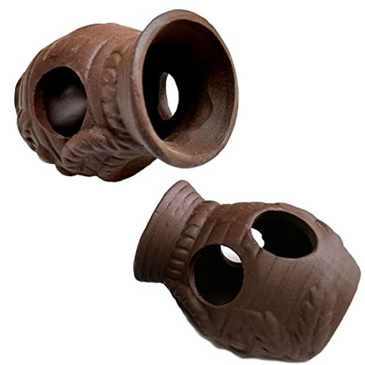 OrgMemory水槽用飾り癒し水景素焼き土管ミニ陶器洞窟素焼きの隠れ家2個セットセラミックロックケーブエビカニ隠しシェルター(ポット)