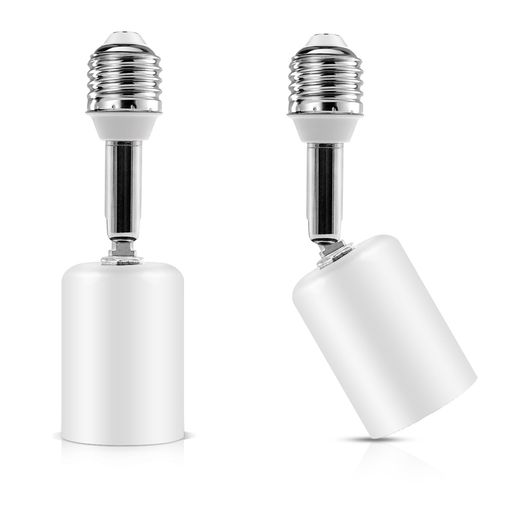 E26右向き矢印E26口金延長ソケット、金属高温耐性、350°回転電球ソケット延長、約14CM可変式ソケット白い(2)