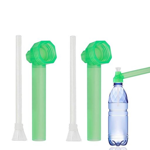 QuickYen水パイプ2本セットペットボトルガラスパイプにできるガラスパイプとマウスピース喫煙具水タバ..