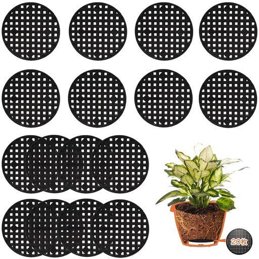鉢底ネット鉢底アミ20枚セット植木鉢ボトムネット円形直径7.5cm排水網プラスチック鉢底網土壌損失防止..