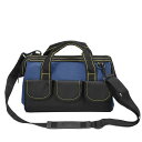 工具バッグ工具収納袋大開口収納袋電気木工工具収納袋補強オックスフォード布底工具収納袋(青31*17*23CM)