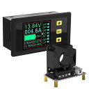 DROK双方向充放電メーターDC0-90V300ADC電圧アンペア電力バッテリー容量アンペア時ワット時マルチメーターLCD数字電圧電流AHWHワットテスターホールセンサー付き0.5Mシールドワイヤー(4)
