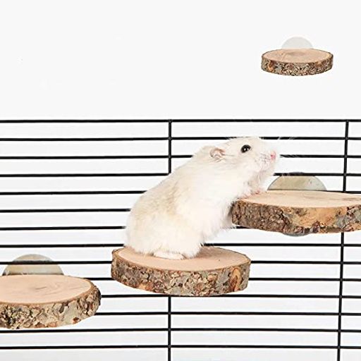 MUYYIKA木製コーナーステージステップ丸い形踏み台ハムスター小動物用ペットおもちゃ遊び場飼育ケージ内装天然木素材多機能オウム止まり木鳥スタンド金具付き取り付け簡単(直径8-10cm2個…