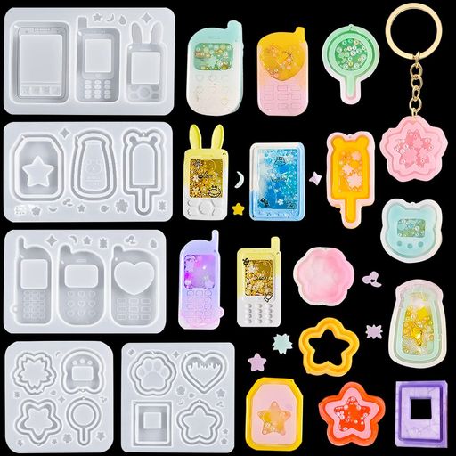 FineInnoうさ耳流砂型15種類シリコンモールドフォンヨーグルト桜猫の爪5セットシェイカーモールドDIY再..