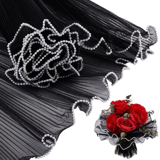 仕様:パールエッジ花束包装紙長さ4m、幅約28cm;パールビーズ:約3mm;カラー:黒 パールエッジ:黒いラッピングペーパーにパールビーズを縁取りしたデザインです。ぼんやりとした美しさを感じさせます。とてもきれいな包装紙です。 波のデザイン...