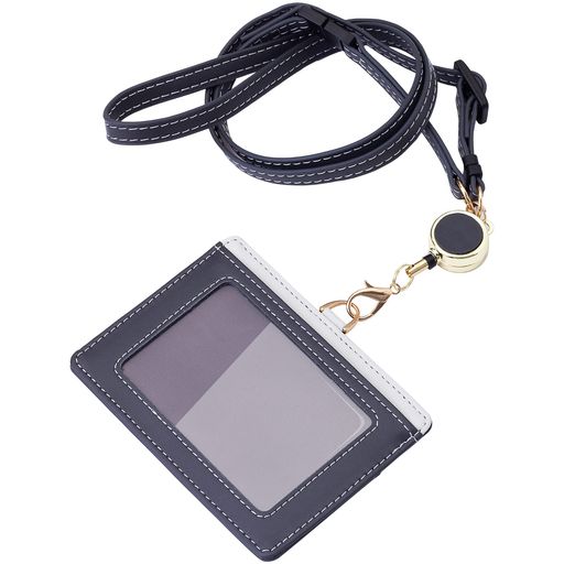 JONGJONGIDカードホルダーネームホルダー名札ホルダー社員証カードケースメンズ伸縮リール式脱着式横型両面用ネックストラップパスケースカード入れ定期入れ吊り下げ名札首掛けギフト…