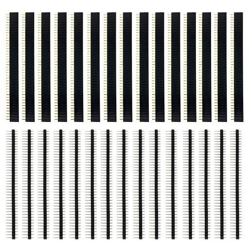 KeeYees ストレート ピンヘッダー ストリップ ピンソケット 40ピン 単列 2.54mmピッチ メスピン オスピン 30個入り 15セット