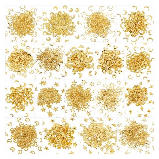 OLYCRAFT1800点18種類レジン封入星月ネイルパーツ真鍮製メタルレジン封入レジンパーツデコパーツジュエ..