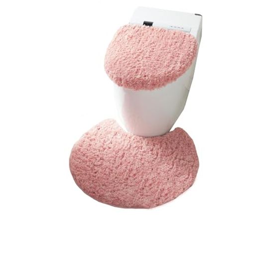 MOGU(JP)トイレマット・ふたカバートイレ・便座シート3点セット円形無地トイレマットセットおしゃれ可愛いふわふわ滑り止め抗菌防臭暖かい洗える白レッド