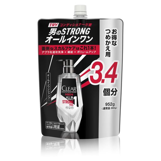 CLEAR(クリア)フォーメンオールインワンシャンプー詰め替え大容量952gメンズ男性用頭皮ケアボリュームアップ頭皮アブラ