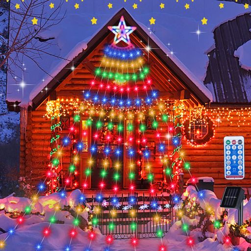 イルミネーションライト屋外ソーラーSetieppクリスマスツリーライト350球8パターン3.5Mх9本LEDイルミネ..