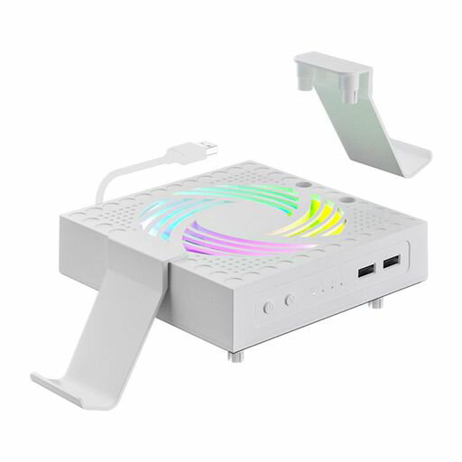 XBOXSERIESX用冷却ファンクーリングファンUSBクーラーUSBファンRGBLEDライト高速冷却静音低騒音知能温度制御自動作業/停止3段階速度調整取り付け簡単熱対策排熱防塵耐久性2つのUSBポート