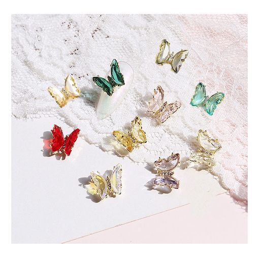 Doyeemeiネイルアートジュエリー10個立体的な蝶々3Dネイルパーツ蝶型ネイルラインストーン宝石バタフラ..