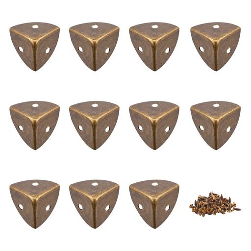 SUPERFINDINGS 20セット コーナー金具 3面角金具 コーナークッション コーナーガード ネジ付き 鉄 コーナープロテクター 全カバー 防角 DIY ケース 机のそば ギフトボックス 装飾用 コーナー保護 補強 パーツ ブロンズトーン