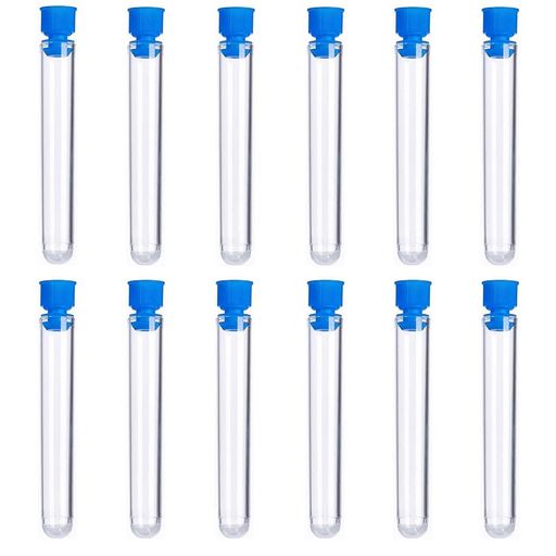 BIUTEFOR試験管プラスチック12本セット蓋付き瓶プラスチック試験管ミニ透明容器実験セットサンプル保存実験DIY装飾用多用途(15x100mm)