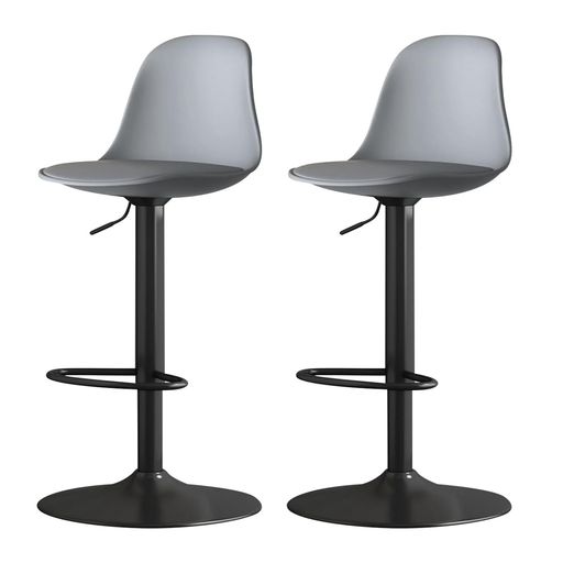 Lasolaカウンターチェア回転昇降式バーチェアPUレザーハイチェア背もたれバースツールダイニングチェアキッチン回転椅子ハイスツール足置き高さ調節可能キッチンカウンターチェア(グレ…