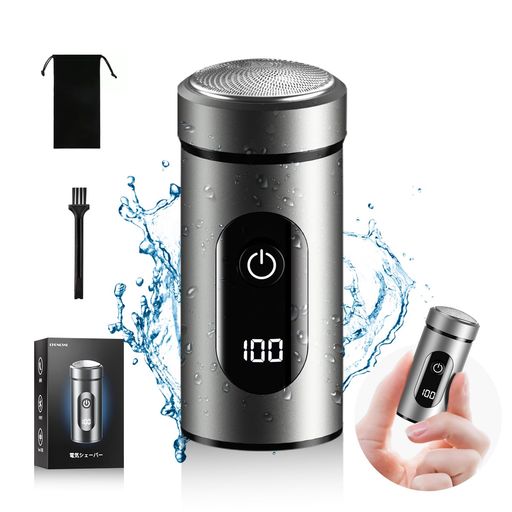 シェーバーメンズ超小型電気髭剃り軽量6枚内刃コンパクト水洗い乾湿両用低騒音Type-C急速充電IPX7防水LEDディスプレイ表示メンズシェーバーお風呂剃り可ミニシェーバー携帯便利旅行出張…(2)