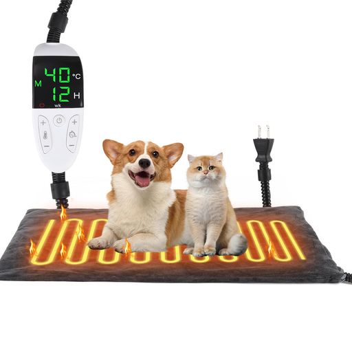 Lobooutペット用ホットカーペット恒温タイプペットヒーター30°C-60°C無段階温度調節12段タイマー機能猫..