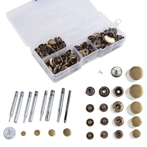 ミライヤレザークラフトバネホック打ち具セットバネホックセット60組5種類ホック打ち工具ジャンパーホックスナップボタンジーンズボタン手芸ハンドメイド革DIY手作り収納ケース付き(60…