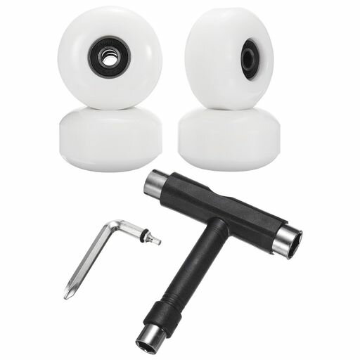 PATIKIL52mm95Aスケートボードホイール黒ベアリング付き4個セットストリートホイールスケートボードトリッククルーザーホイール交換用ホワイト